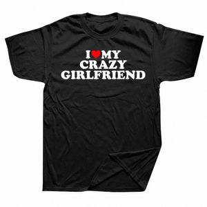drôle J'aime ma petite amie folle GF coeur rouge T-shirts graphique Cott Streetwear manches courtes cadeau d'anniversaire style d'été T-shirt G8Wk #