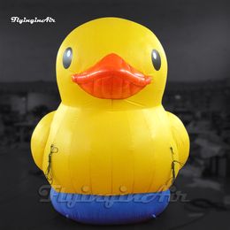 Grappige opblaasbare rubberen Duck Cartoon Diermodel 3m Lucht Blow Up Yellow Duck Ballon met ventilator buiten voor Park Event