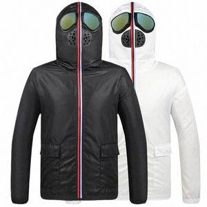 Grappige jas mannen Capuchon met Bril casual jassen mannen jas Zon Protecti Nieuwe Winddicht jassen Hoed jas mannen Huid Kleding A0T8 #