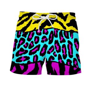 Grappige luipaard stiksels shorts punk hiphop joggers paars chaos streetwear elastische taille trekkoord fitness shorts mannen kleding H1210