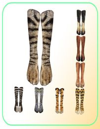 Funny Leopard Tiger Cotton chaussettes pour femmes animaux heureux kawaii unisexe harajuku mignon chaussette de cheville high décontractée fête 4753304