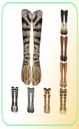 Chaussettes en coton léopard tigre drôle pour femmes, Animal heureux Kawaii unisexe Harajuku mignon décontracté haute cheville chaussette femme Party6418449