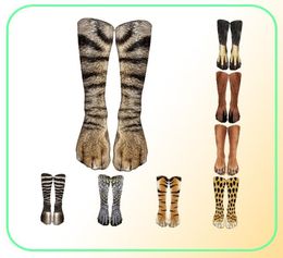 Chaussettes en coton léopard tigre drôle pour femmes, Animal heureux Kawaii unisexe Harajuku mignon décontracté haute cheville chaussette femme Party4105997