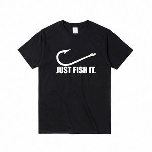 drôle Amour Pêche Sportif T-shirt Hommes Femmes Just Fish It T-shirt drôle manches courtes Hip Hop O-cou Cott T-shirt surdimensionné Tee U5Q2 #