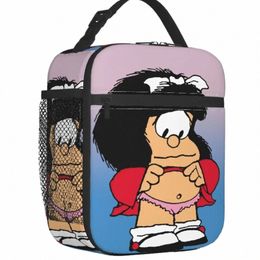 drôle Mafalda sac à lunch isolé pour les femmes réutilisable Quino Comic Carto refroidisseur thermique boîte à lunch bureau travail école h5Xl #