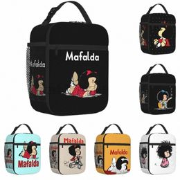 drôle Mafalda sac à lunch isolé pour femmes enfants réutilisable refroidisseur thermique boîte à lunch portable Bento fourre-tout pour le travail école pique-nique w0MK #