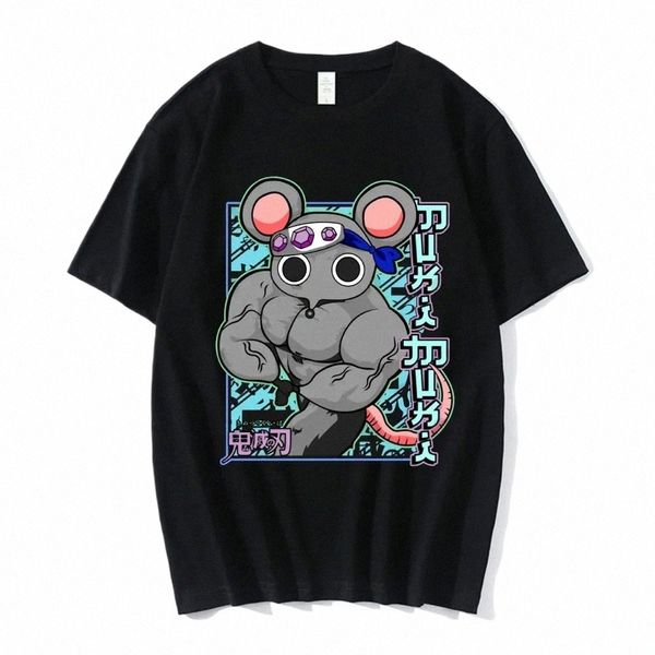 Manga drôle Musculaire Ninja Souris Muki Gym T-shirt Anime Dem Slayer Uzui Tengen T-shirt Unisexe Cott T-shirts Streetwear k9ht #