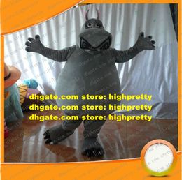 Costume de mascotte drôle Grey Gloria Madagascar Hippo River Horse Hippopotamus avec des cornes courtes Courbe Eyes clairs N ° 6609