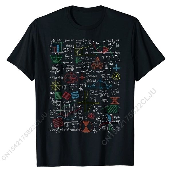 Divertida idea de regalo para profesor de matemáticas Fórmulas matemáticas Hoja de camiseta Camiseta de algodón normal para hombre Tops Camiseta impresa en 220523