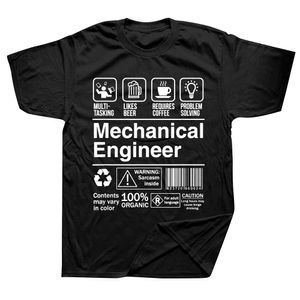 Camisetas de la etiqueta de producto de ingeniero mecánico divertido, gráficos de algodón, algodón, regalos de cumpleaños de la manga corta de la manga de verano hombres 240429
