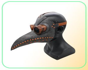Grappige middeleeuwse Steampunk Plague Doctor Bird Mask Latex Punk Cosplay Maskers BEAK volwassen Halloween Event Props306M1154060