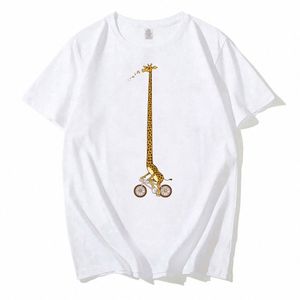 Grappige mannen t-shirt giraffe Rit Fiets Klassieke t-shirt Lg giraffe Fietstocht print t-shirt mannelijke streetwear tops z0uR #