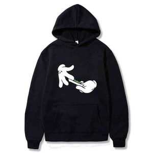 Grappige Mikey Hands Rolling Blunt Joint Pot Weed 420 Heren Unisex Hoodie Cool Casual Pride Hoodies Mannen Nieuwe Mode Sweatshirt W220221