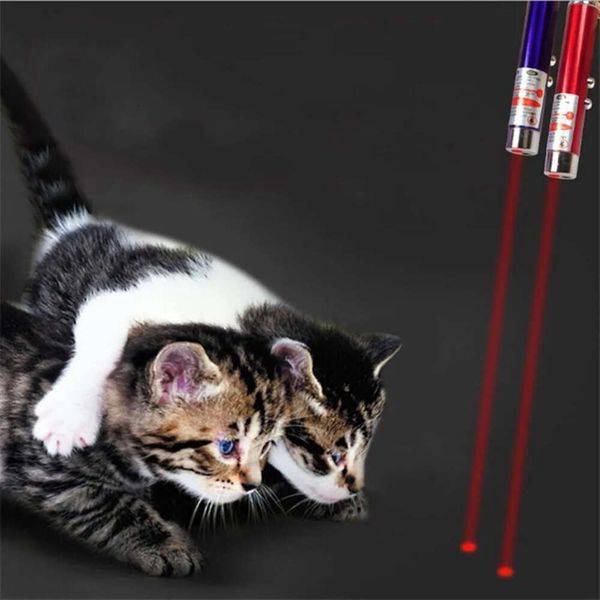 Mini pointeur de pointeur rouge Laser LED Light Pet Cat Toys Keychain 2 In1 TEAPE CATS PEN FY3825 0805 S FY385