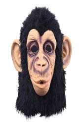 Masque tête de singe drôle en Latex, masque complet pour adulte, respirant, mascarade d'halloween, robe fantaisie de fête, Cosplay, aspect réel 6106915