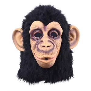 Drôle tête de singe masque en latex masque complet pour adulte respirant Halloween mascarade déguisement fête Cosplay semble réel Y200103179Q