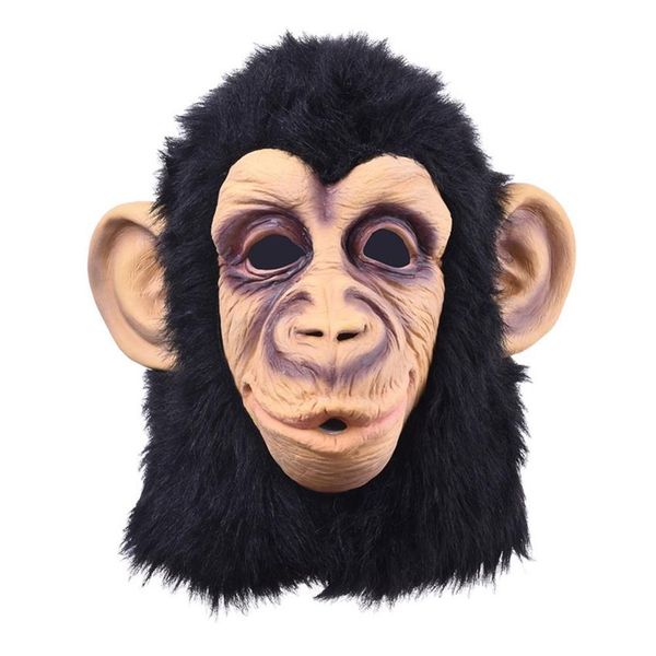Drôle tête de singe masque en latex masque complet pour adulte respirant Halloween mascarade déguisement fête Cosplay semble réel Y200103223r