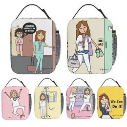 Sac à déjeuner isolé drôle d'infirmière de dessin animé Enfermera En Apuros pour médecin infirmières boîte de nourriture conteneur refroidisseur thermique 240313