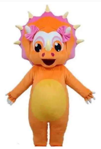 Disfraz de mascota de dinosaurio de niña naranja divertido para que un adulto use mascotas de equipo personalizadas Disfraz de mascota deportiva Diseño de personajes de mascota Desuisement