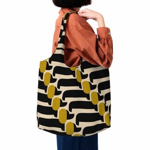 Grappige Orla Kiely Print Dog Show Jet Shop Tote Bag Herbruikbare Canvas Grocery Shopper Schoudertassen Handtassen Geschenken H5Hz#