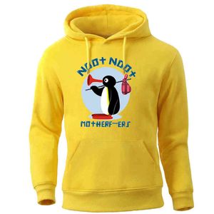 Drôle Pingouin Noot Mère Runaway Hommes Marque Hoodies Sweat Automne Hiver Ras Du Cou Col Rond Pull Streetwear Survêtement H1227