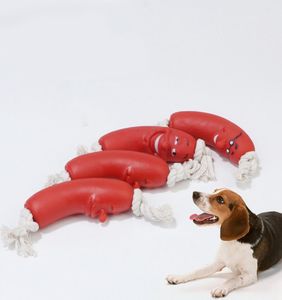 Toys de chien drôle pour animaux de compagnie Saucisse pour animaux de compagnie en latex de latex Toy Ultra Bouncy Bounable Dog Toy Toy Puppy Demanding Toys and Pet Nettoyage Tee9841096