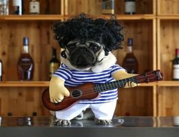 Guitarrista de mascotas divertidos Cosplay Dog Guitarist Guitarist Vestida de la fiesta Halloween para pequeños gatos franceses 3 Y2003303948974