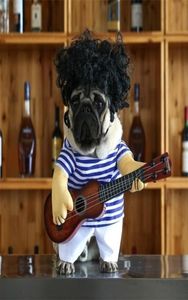 Drôle animal de compagnie joueur de guitare Cosplay chien Costume guitariste habillage fête Halloween année vêtements pour petits chats français 3 Y2003306308486