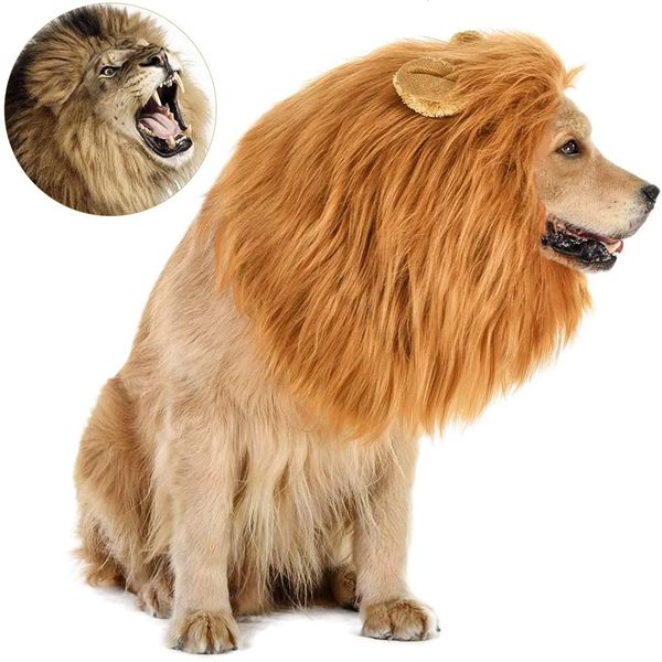 Divertido sombrero para mascotas Melena de león para perros Gato Cosplay Vestir Cachorro Peluca de león Disfraz Decoración de fiesta Halloween Navidad Suministros para mascotas 240108