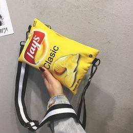 Drôle pommes de terre Chips femmes bandoulière sac à main 2020 mode toile épaule Mini dessin animé impression fille enveloppe sacs femme sac Q1221