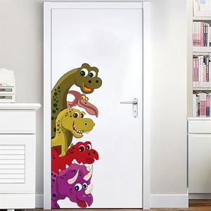 Divertida sonda dinosaurio detrás de la puerta decoración de la habitación pegatinas de pared pegatinas niños guardería niños dormitorio Mural para salón arte de pared 220727