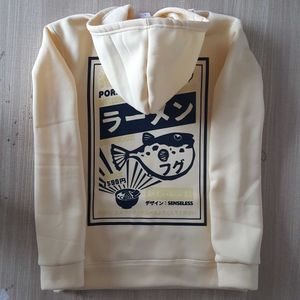 Sudaderas con capucha de lana con estampado de ramen de pez globo divertido, Jersey informal de Hip Hop, Sudadera con capucha para hombre, ropa de calle informal de moda Harajuku Y0803