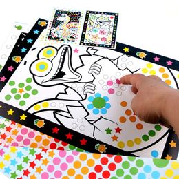 Pegatinas de punto de rompecabezas divertidas para niños Lindo dibujo de animales de dibujos animados Mosaic niños niños Telegos de entrenamiento de paciencia educativa temprano 240422