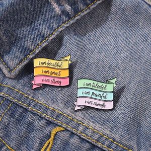 Citations drôles émail broche personnalisé je suis belle broche en métal dialogue sac à dos Denim revers Badge bijoux cadeau en gros