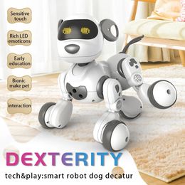 Drôle RC Robot électronique chien cascadeur chien commande vocale toucher-sens musique chanson Robot chien pour garçons filles jouets pour enfants 6601 240304