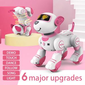 Drôle rc robot électronique chien cascadeur de chien commande de commandes de musique de sens tactile programmable robot chien rose toys for girls cadeau 240508