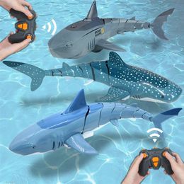 Drôle rc shark jouet télécommande animaux robots bain de bain piscine électrique toys for kid boys enfants cool trucs sharks submarine 240517