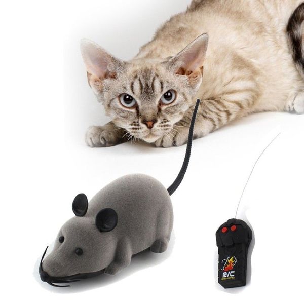 Divertido Control remoto Rata Ratón Inalámbrico Gato Juguete Novedad Regalo Simulación Felpa Divertido RC Ratón electrónico Mascota Perro Juguete para niños 251C