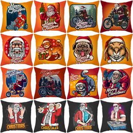 Grappige Santa Christmas Sierkussen Hoesjes 18x18 inch Santa Claus Huisdieren Home Decoratieve Kussensloop voor Couch Sofa GGE2157