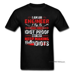 Grappig zeggen t-shirt voor mannenletter T-shirt zwart rood witte t shirts ingenieur Probeer dingen te maken idioot humor design tops tees l 220520