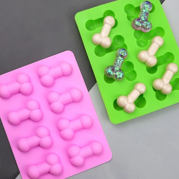 Moldes de silicona para pene divertidos y sexis, molde para pastel, bandeja para cubitos de hielo de 8 agujeros, molde para hielo, moldes de silicona para Chocolate DIY