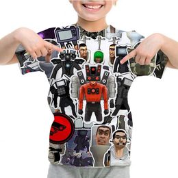 Grappige skibidi toilet t-shirt casual kinderen korte mouw babyjongen t-shirt tops speakerman print tee zomer o-neck t-shirt voor kind 240506