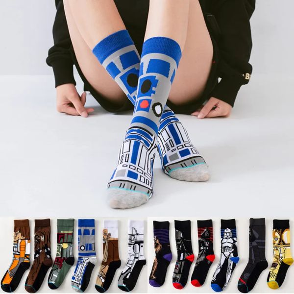 Chaussettes drôles nouvelles et intéressantes chaussettes à motif de dessin animé pour hommes et femmes chaussettes joyeuses Harajuku Hip Hop coton peigné