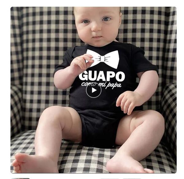 Drôle espagnol infantile nouveau-né ramper barboteuses Guapo Como Mi Papa garçons bébé décontracté body vêtements tenues nouveau papa meilleurs cadeaux