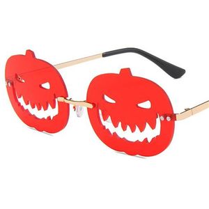 Grappige zonnebril Randloze holle zonnebril ovale pompoen anti-uv bril maskerade bril Halloween-siersorde