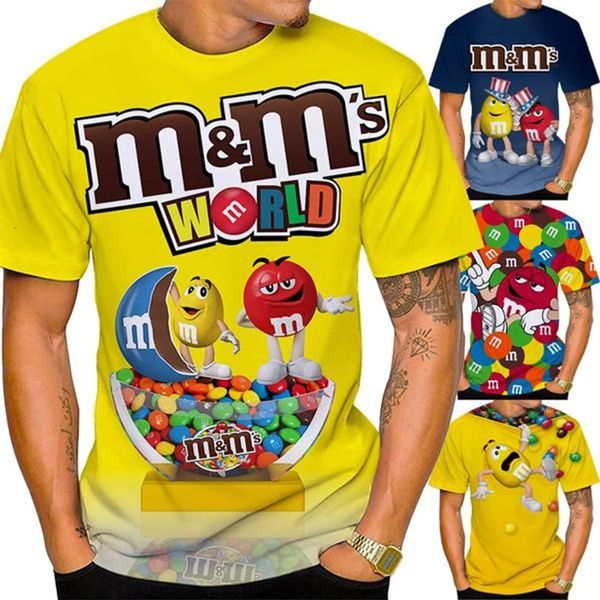 T-shirt drôle hommes et femmes mode 3d t-shirts aliments bonbons imprimé chocolat décontracté coule rond rond à manches courtes t-shirts 240409