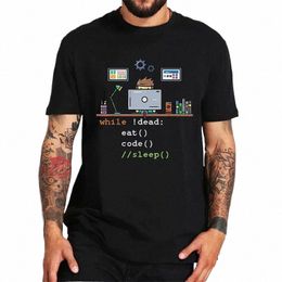 T-shirts drôles Informatique Pyth Programmeur Eat Code Sleep T-shirts Graphique Streetwear Manches courtes Anniversaire T-shirt d'été G0Wx #