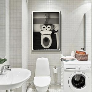 Grappige toiletpapier badkamer Noordse abstracte kikker posters afdrukken canvas schilderen muur kunst foto's voor wasruimte wc bad home decor