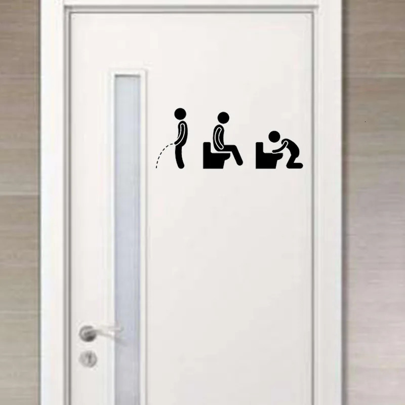 Roliga toalettskylt klistermärken man wc klistermärke badrum dörrdekor tvättrum väggdekaler konst vattentätt kreativa vinyl affischer 240111
