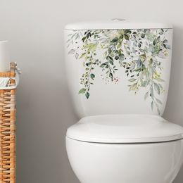 Grappige toiletstickers Planten Bloemen Bladeren Wc-deksel Decoratie Creatieve zelfklevende verwijderbare muursticker